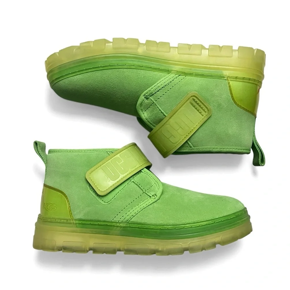 UGG Neumel Women 8 Clear Chukka Suede Wool Boots Lime Green Maximalist Rave Cozy